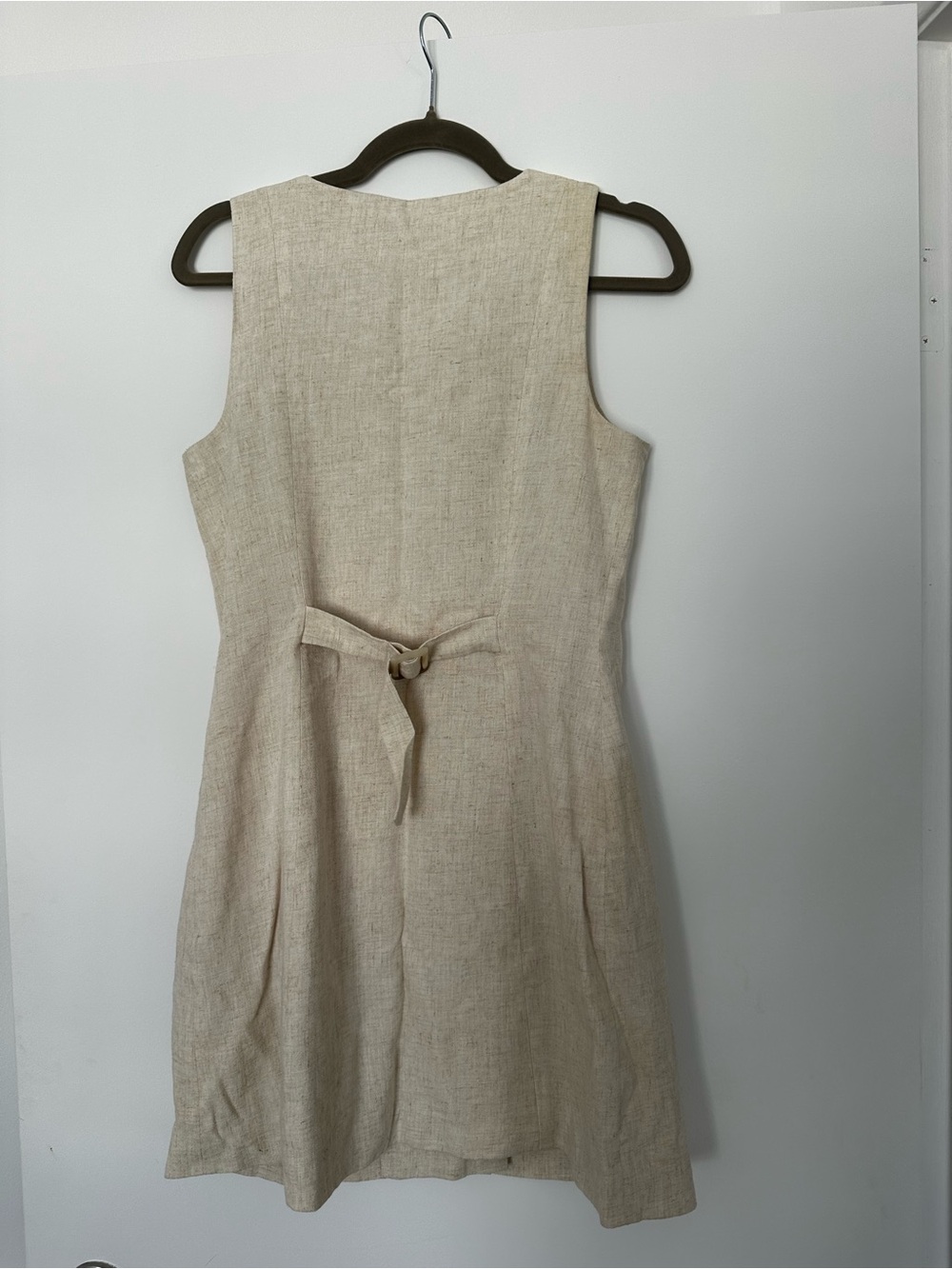 Sleeveless V-Neck Button-Front Mini Dress in Cream - Picture 11 of 11